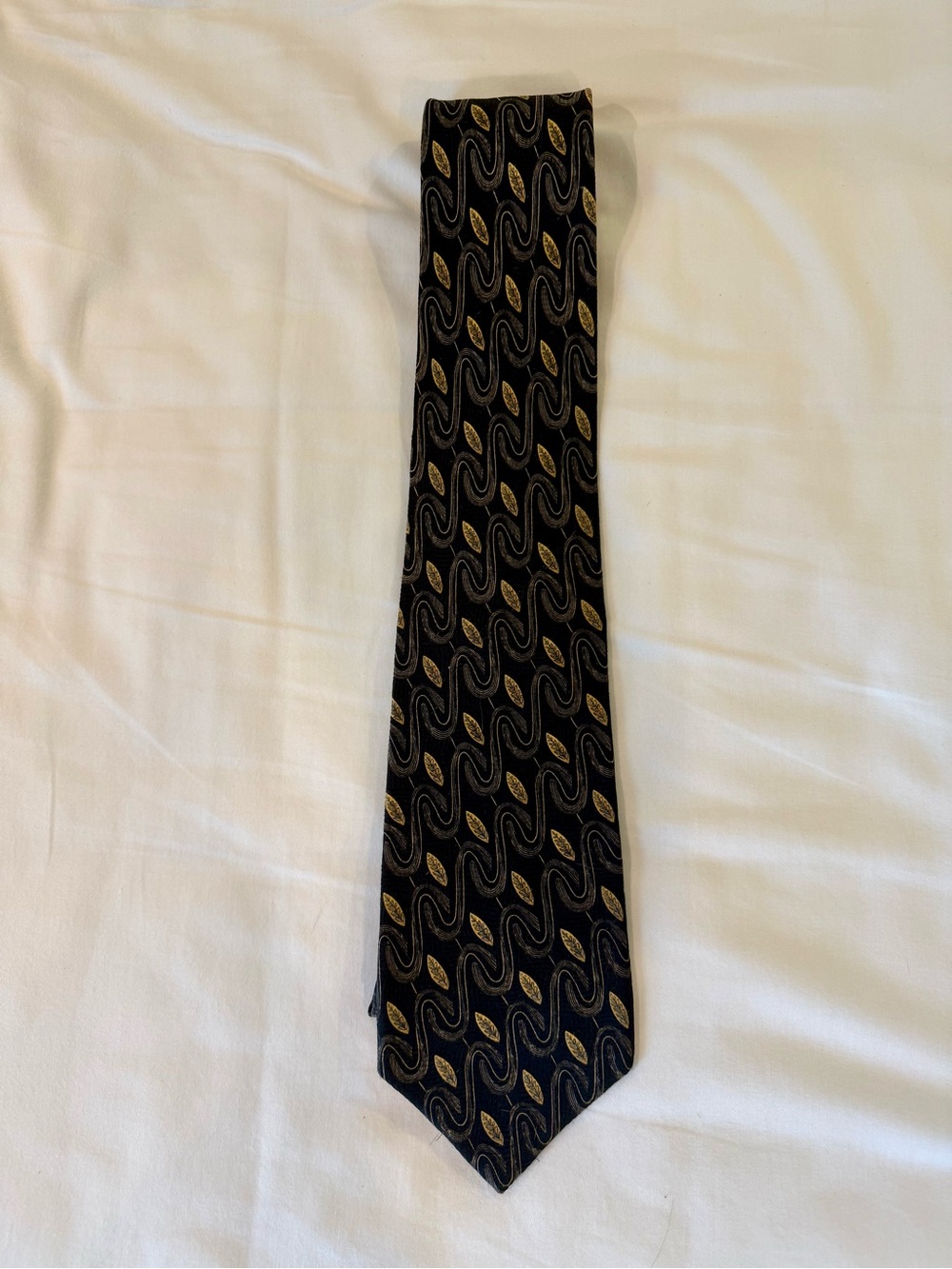 Robert Talbott Black and Gold Paisley-Style Silk Tie